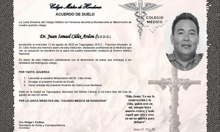 Obituario Dr. Juan Ismael Cálix Ardon