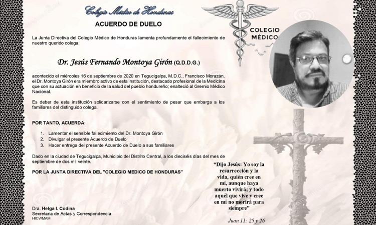 Obituario Dr. Jesús Fernando Montoya Girón (Q.D.D.G.)