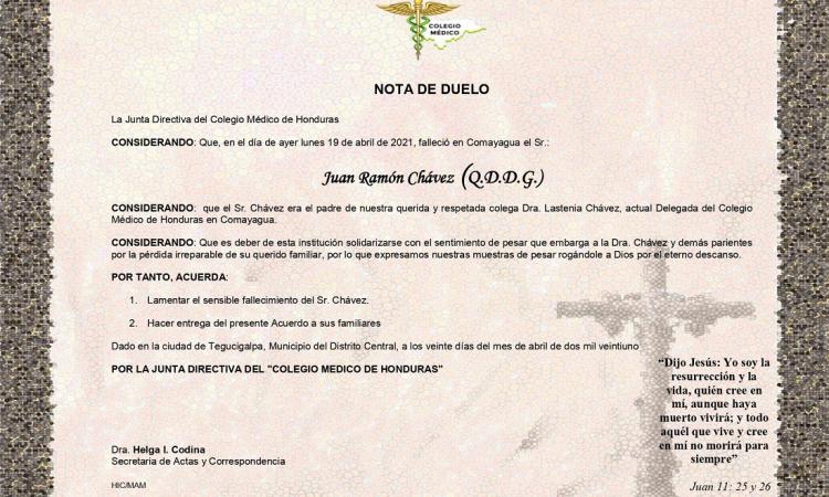 Acuerdo de Duelo Juan Ramón Chávez