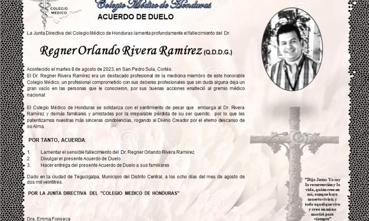 Acuerdo de Duelo Dr. Regner Orlando Rivera Ramírez