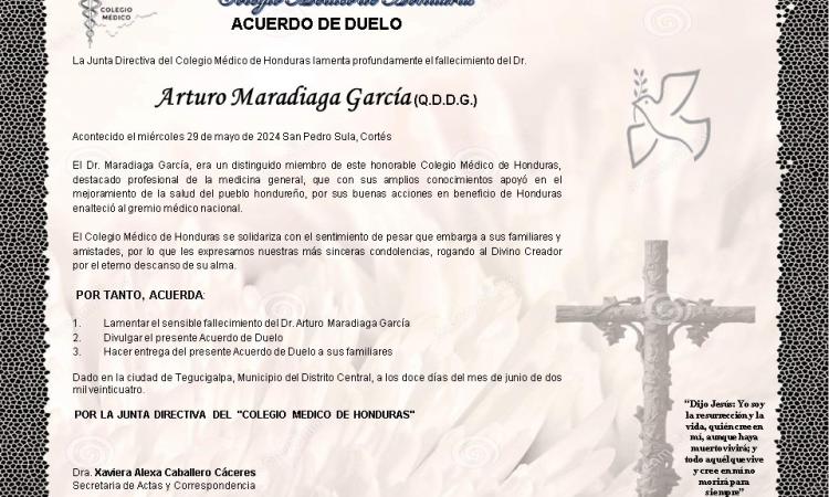 Acuerdo de Duelo Dr. Arturo Maradiaga García