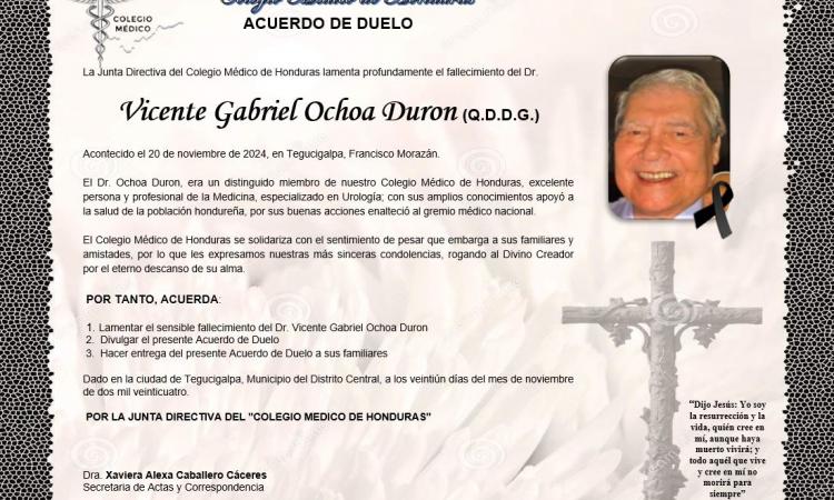 Acuerdo de Duelo Dr. Vicente Gabriel Ochoa Duron (Q.D.D.G)