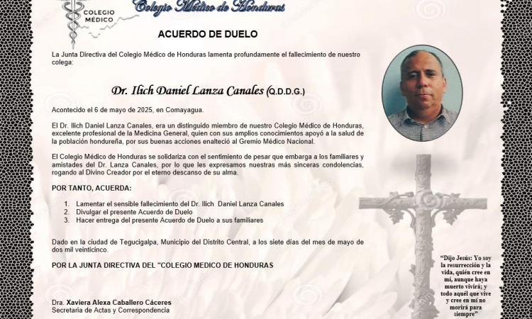 Acuerdo de Duelo Dr. Ilich Daniel Lanza Canales (Q.D.D.G.)