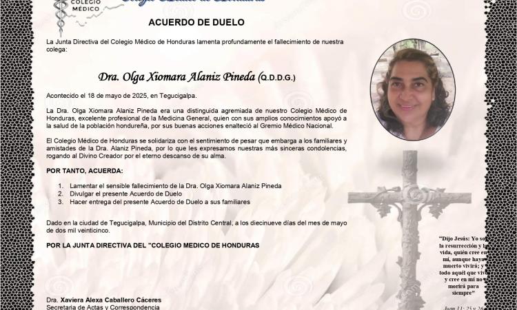 Acuerdo de Duelo Dra. Olga Xiomara Alaniz Pineda (Q.D.D.G)