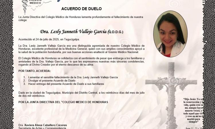 Acuerdo de Duelo Dra. Lesly Janneth Vallejo García (Q.D.D.G.)
