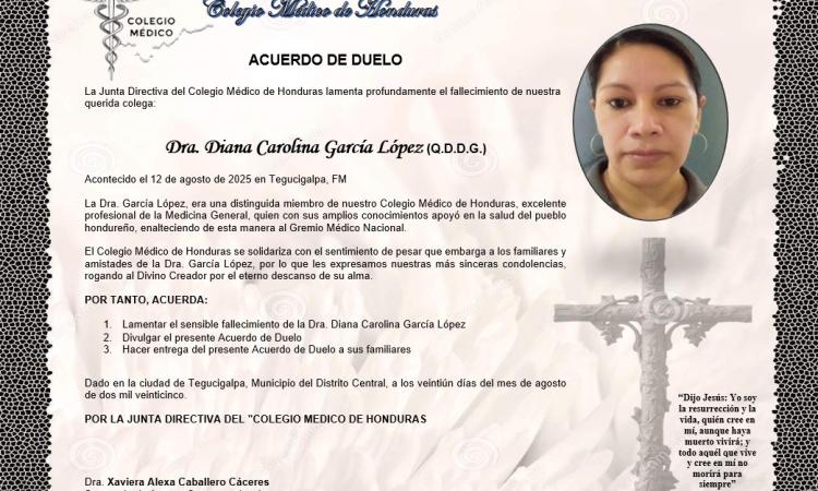 Acuerdo de Duelo Dra. Diana Carolina García López (Q.D.D.G.)