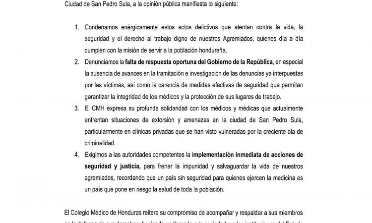 PRONUNCIAMIENTO PÚBLICO