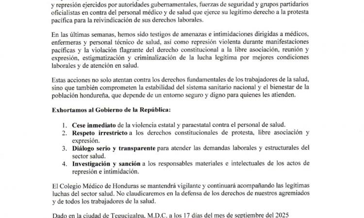 PRONUNCIAMIENTO PÚBLICO