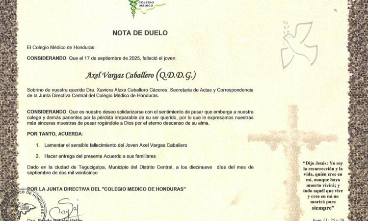 Acuerdo de Duelo Alex Vargas Caballero (Q.D.D.G.)