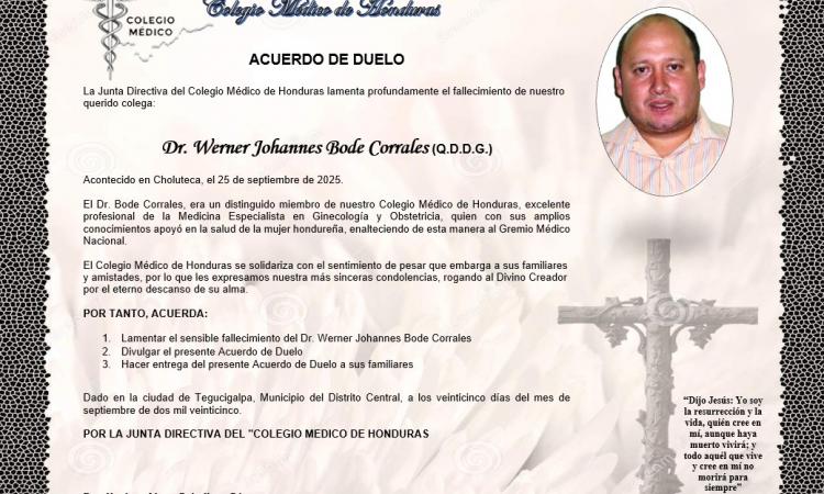 Acuerdo de Duelo Dr. Werner Johannes Bode Corrales (Q.D.D.G)