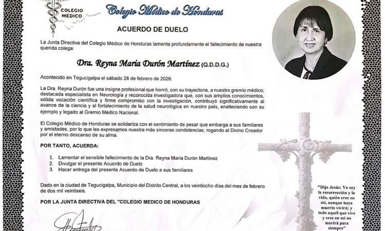 Acuerdo de Duelo Dra. Reyna María Durón Martínez