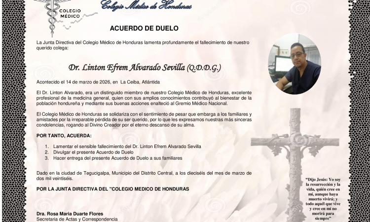 Acuerdo de Duelo Dr. Linton Efrem Alvarado Sevilla.